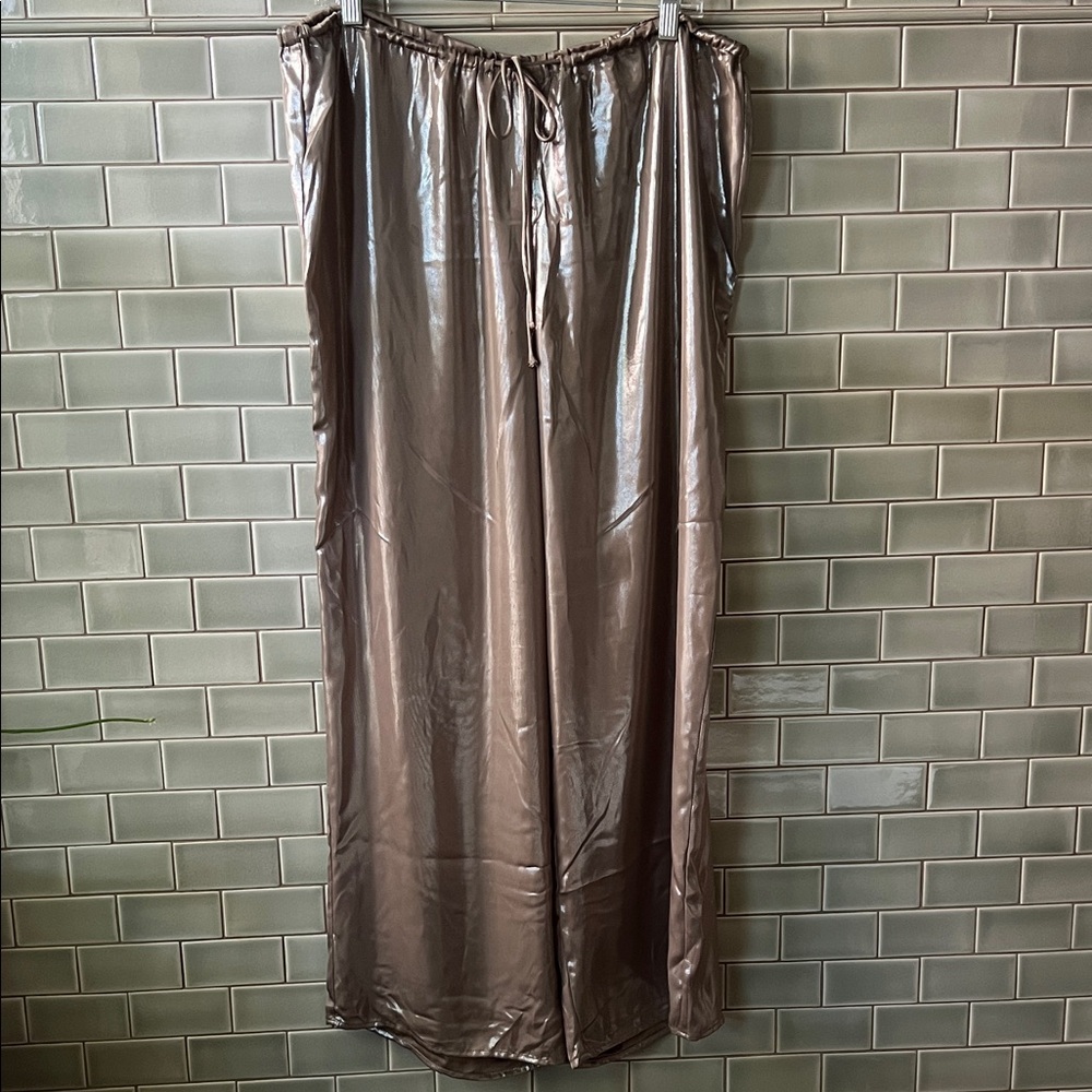 Metallic Wide Leg Pants